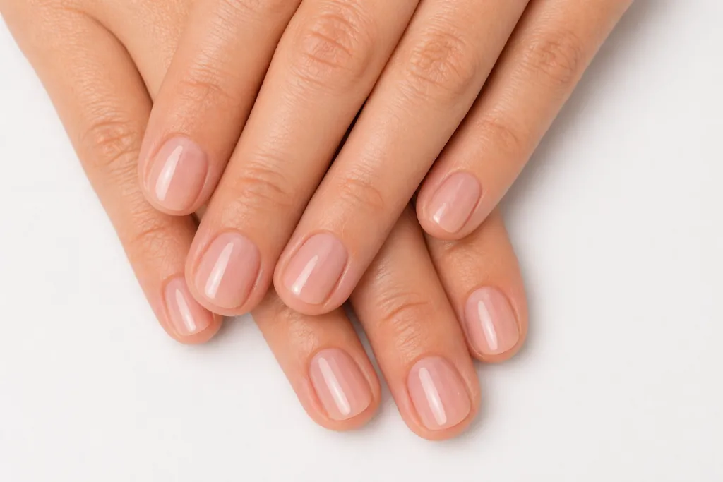 Uñas de gel sin alargamiento con acabado natural